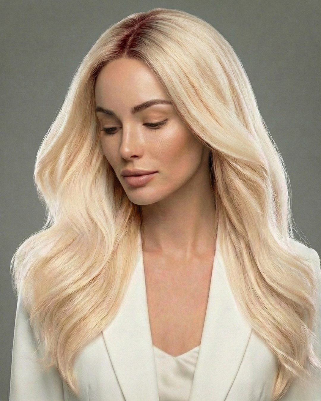 Machine-Tied Weft 16" 120g Pro Blend Hair Extensions - #T3/60 Cocoa Rooted Blonde (aka Rooted Walnut Brown/Ash Blonde)