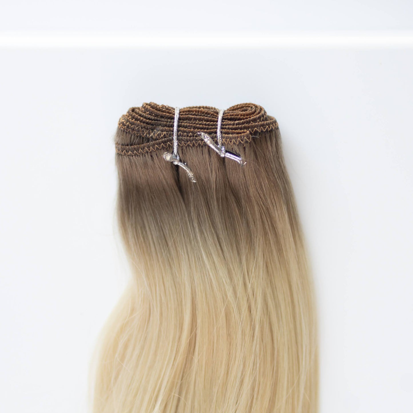 Machine Weft 28" 180g Single Donor Virgin - #T1CC/80 Smokey Blonde (aka Cool Mochachino Brown/White Blonde)