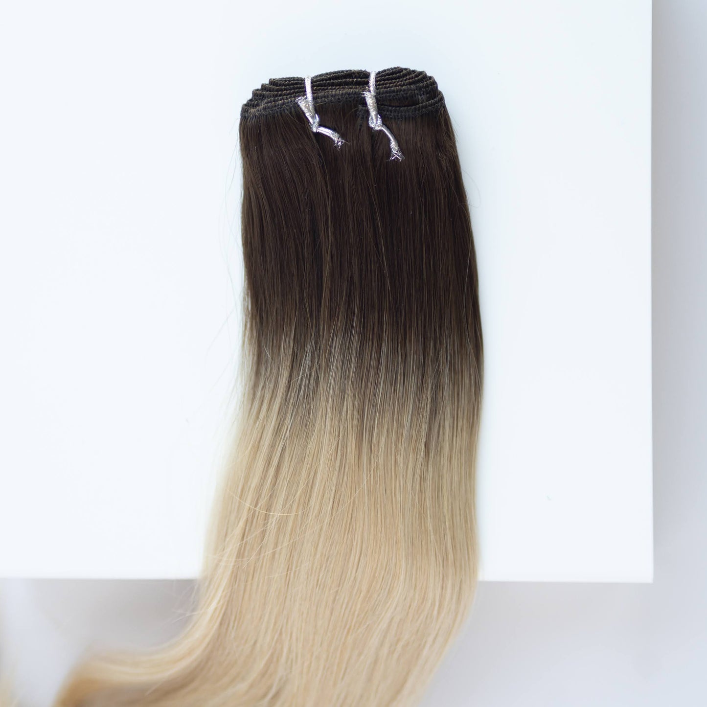 Machine-Tied Weft 24" 170g Single Donor Virgin - #2/18 Café Noir Balayage (aka Balayage Dark Brown/Dirty Blonde)