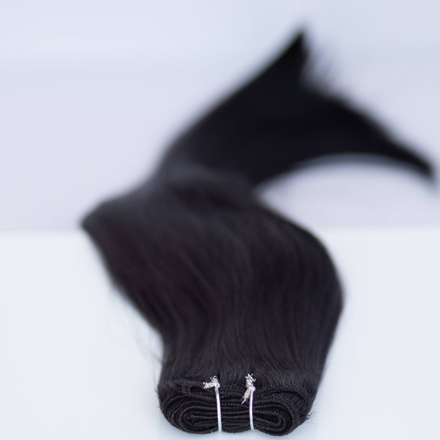 Machine-Tied Weft 16" 120g Single Donor Virgin - #1 Noir (aka Jet Black)