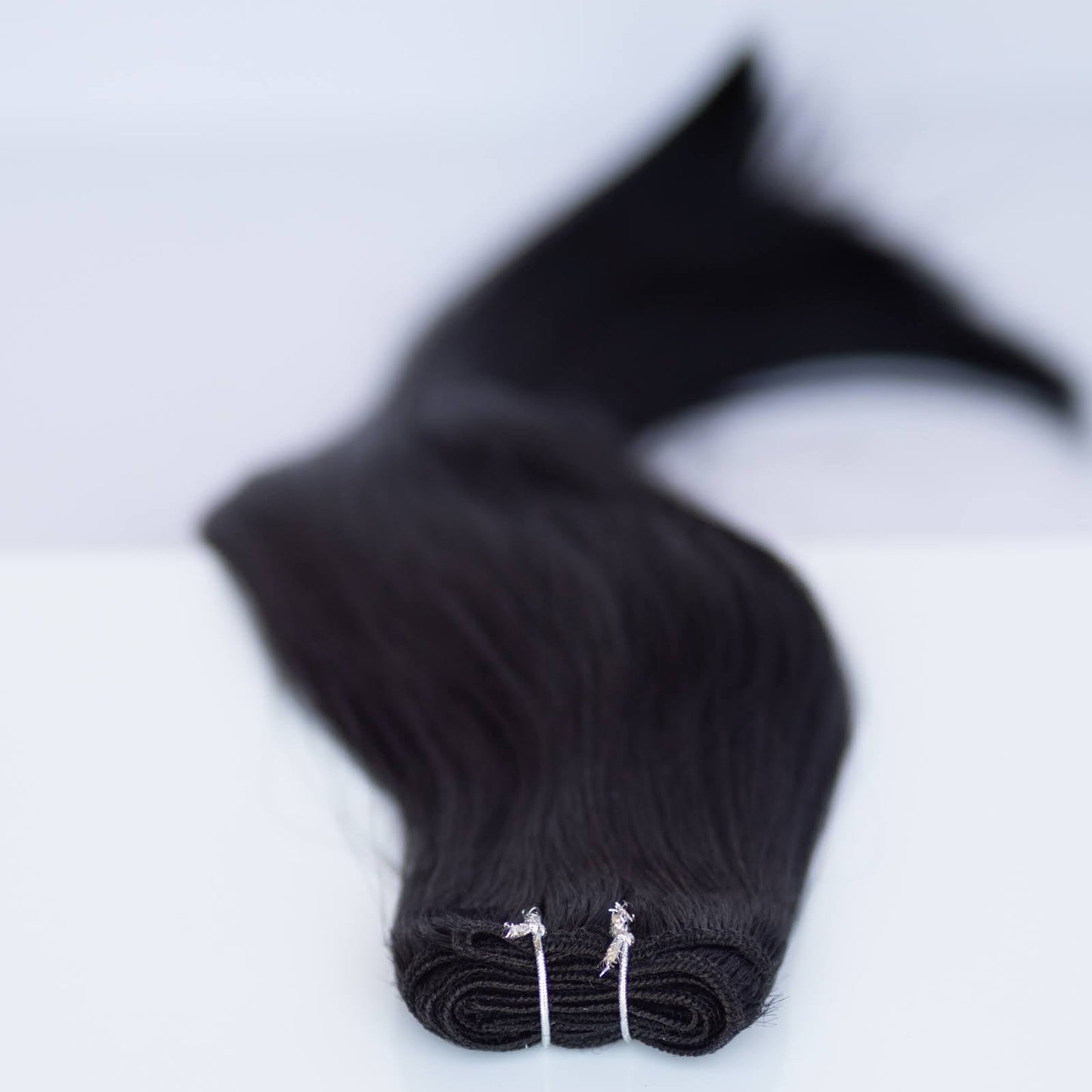 Machine-Tied Weft 22" 160g Single Donor Virgin - #1 Noir (aka Jet Black)