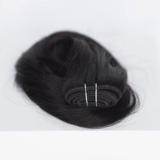 Machine-Tied Weft 20" 145g Single Donor Virgin - #1B Midnight (aka Off Black)