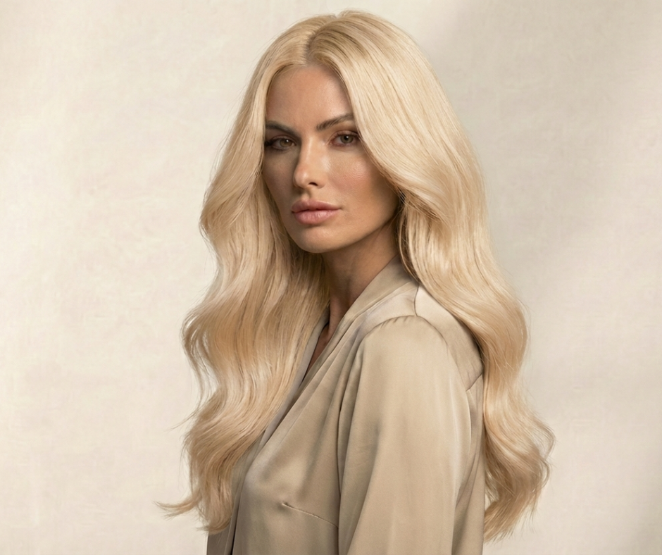Machine-Tied Weft 16" 120g Pro Blend Hair Extensions - #22 Southern Belle Blonde (aka Light Ash Blonde)