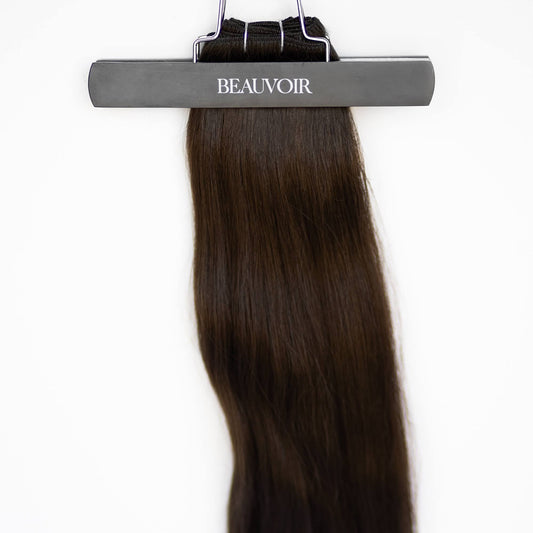 Machine-Tied Weft 18" 130g Single Donor Virgin - #1C Espresso Brown (aka Mocha Brown)