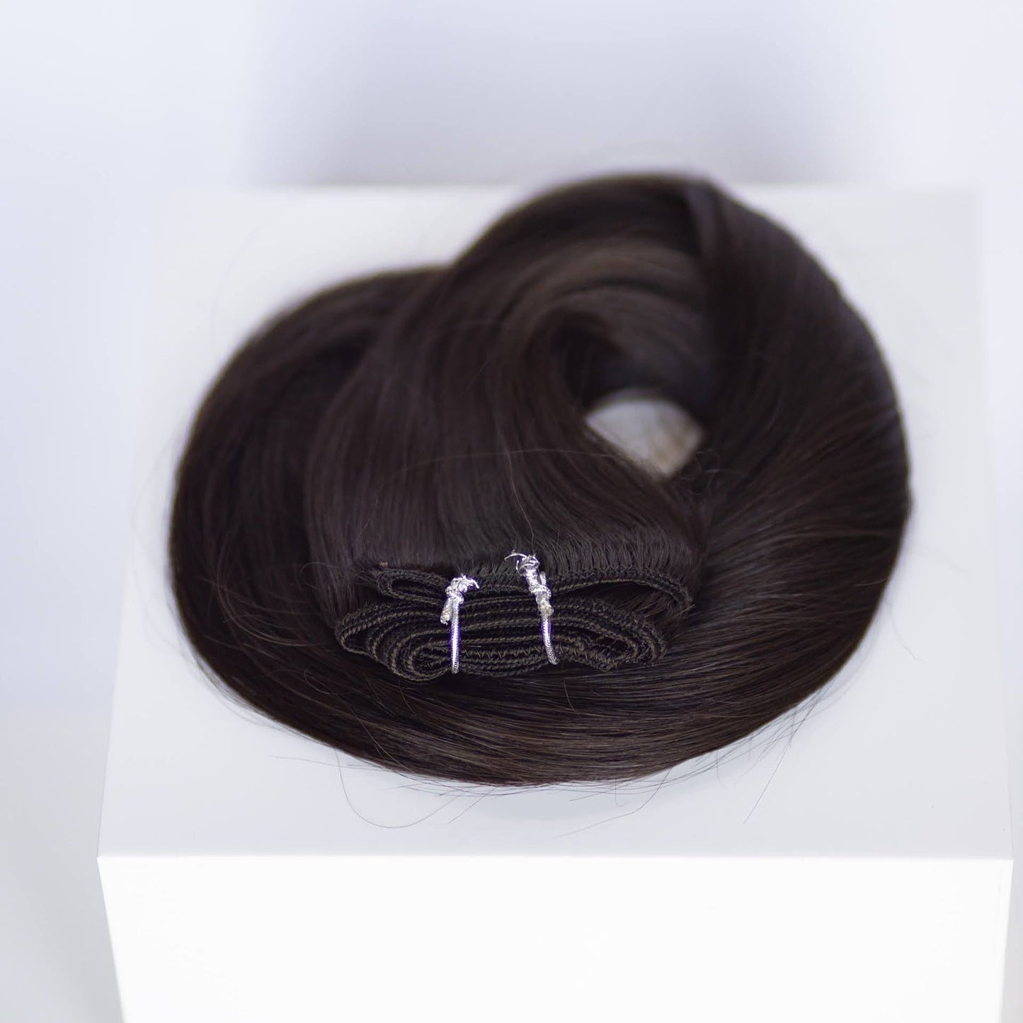 Machine-Tied Weft 16" 120g Single Donor Virgin - #1C Espresso Brown (aka Mocha Brown)