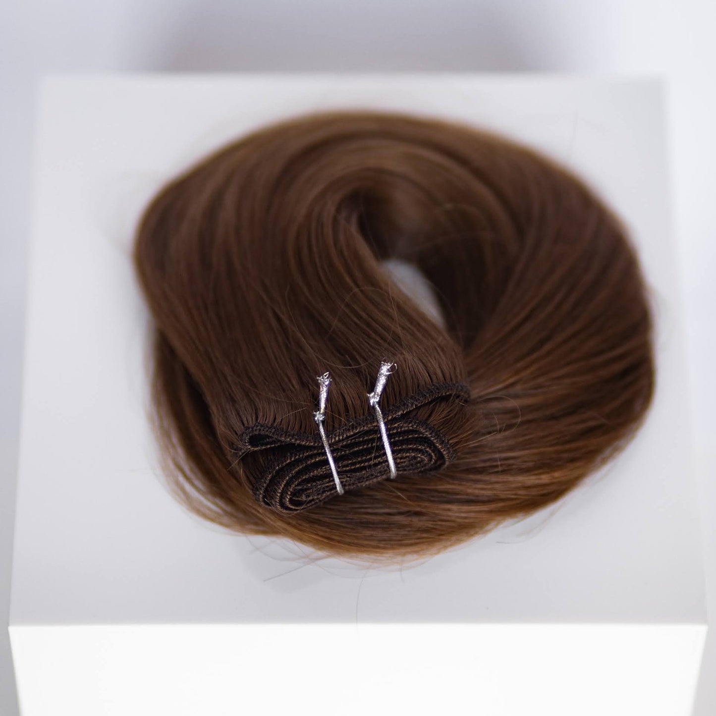 Machine-Tied Weft 18" 130g Single Donor Virgin - #4 Roasted Walnut (aka Chocolate Brown)