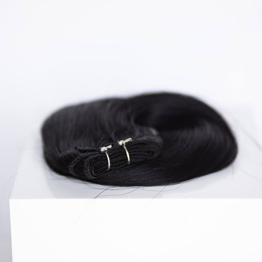 Machine-Tied Weft 18" 130g Single Donor Virgin - #1 Noir (aka Jet Black)