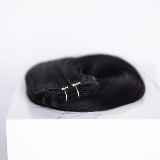 Machine-Tied Weft 24" 170g Single Donor Virgin - #1 Noir (aka Jet Black)