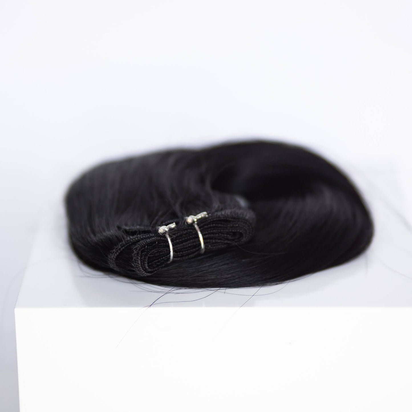 Machine-Tied Weft 16" 120g Single Donor Virgin - #1 Noir (aka Jet Black)