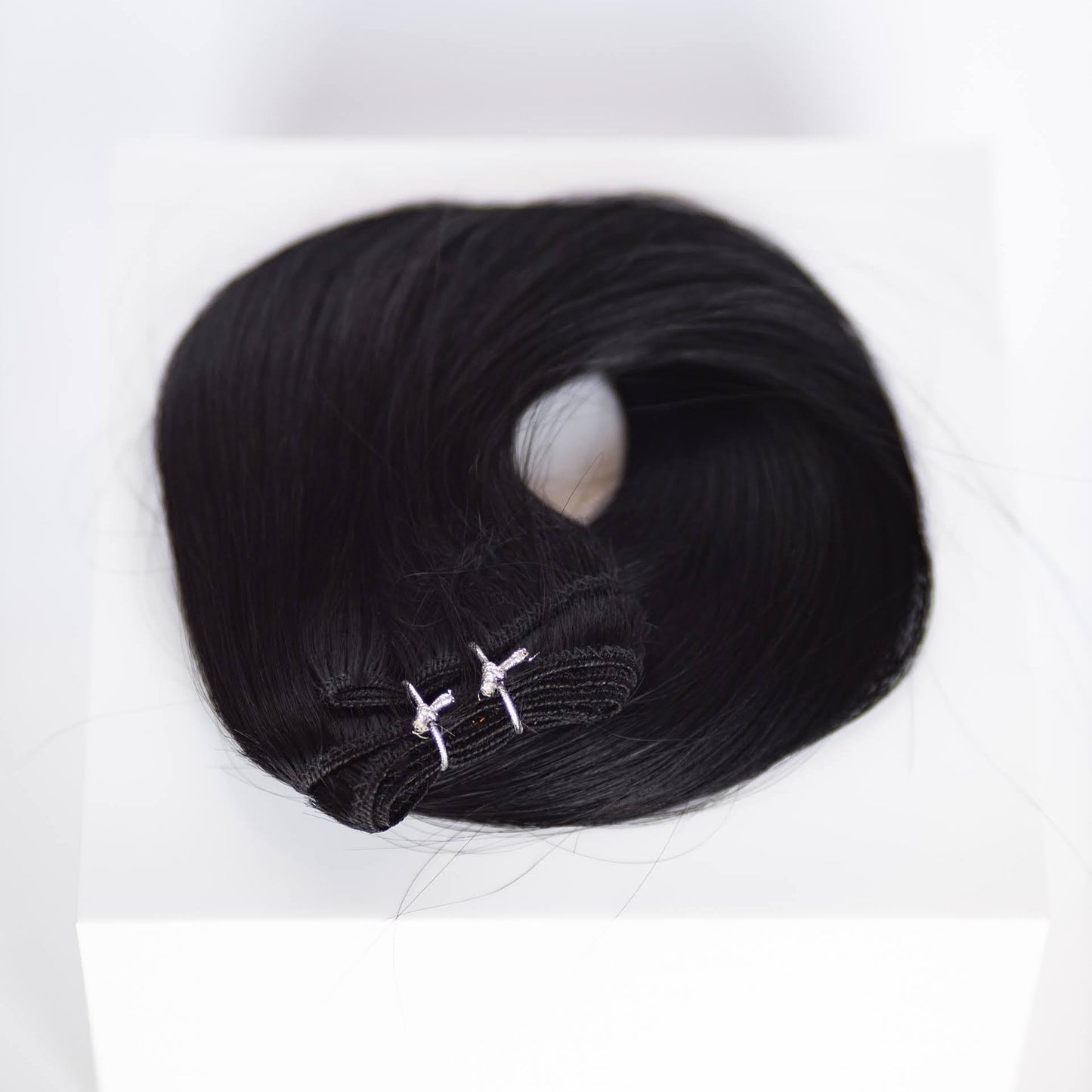 Machine-Tied Weft 28" 180g Single Donor Virgin - #1 Noir (aka Jet Black)