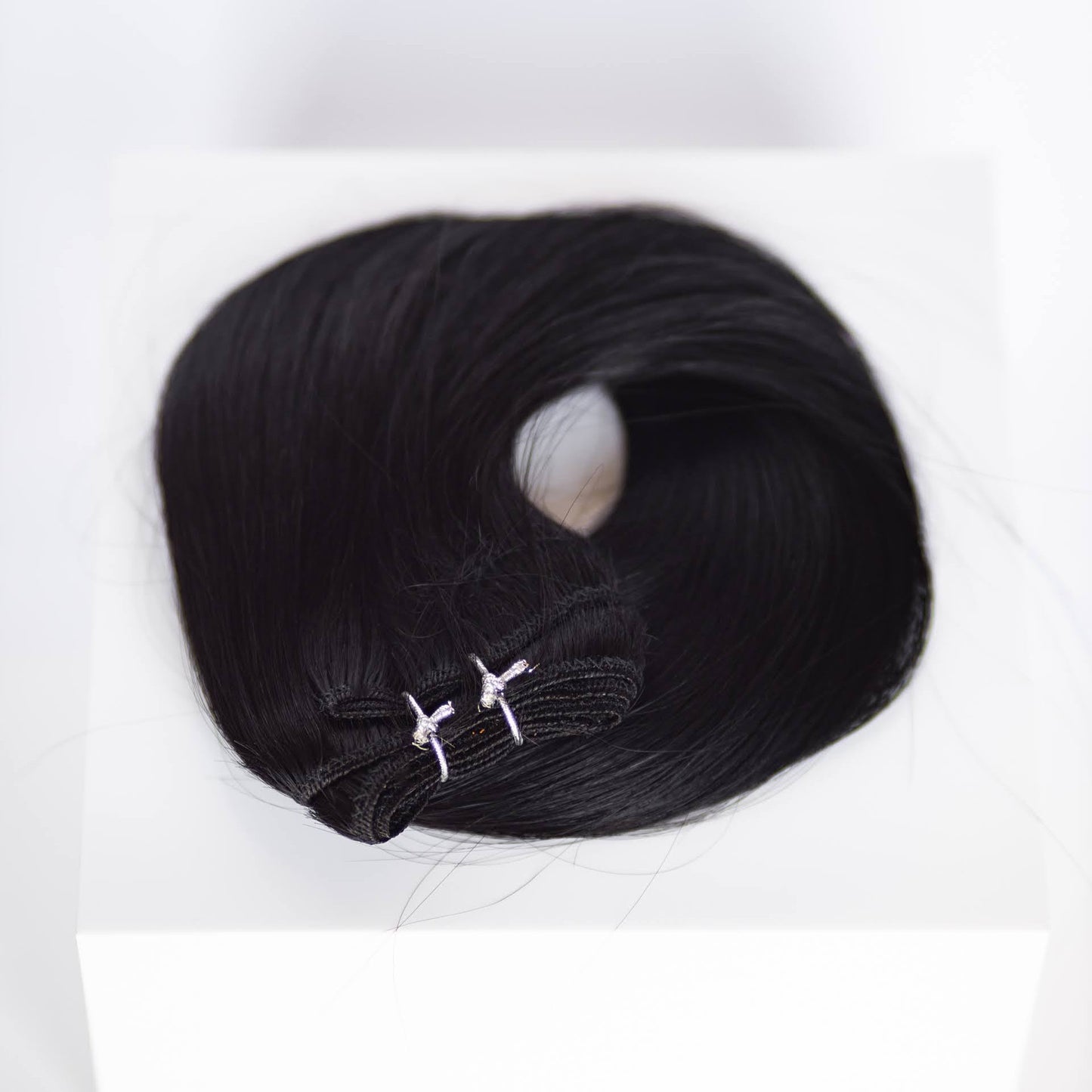 Machine-Tied Weft 20" 145g Professional Hair Extensions - #1 Noir (aka Jet Black)