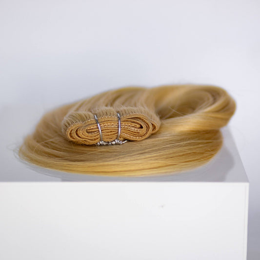 Machine-Tied Weft 16" 120g Single Donor Virgin - #22 Southern Belle Blonde (aka Light Ash Blonde)