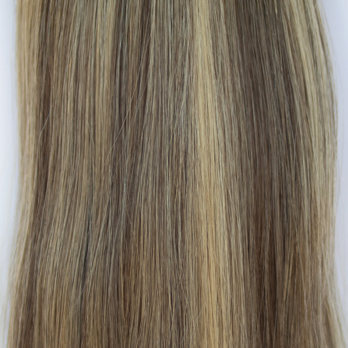 Genius (Micro) Weft 16" 60g Pro Blend Hair Extensions - #4/27 Chocolate Brulé (aka Highlight Chocolate Brown)