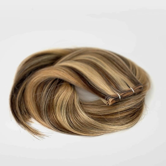 Genius (Micro) Weft 16" 60g Professional Hair Extensions - #4/27 Chocolate Brulé (aka Highlight Chocolate Brown)