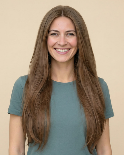 Machine-Tied Weft 20" 145g Single Donor Virgin - #8 Whisky Brown (aka Ash Brown)