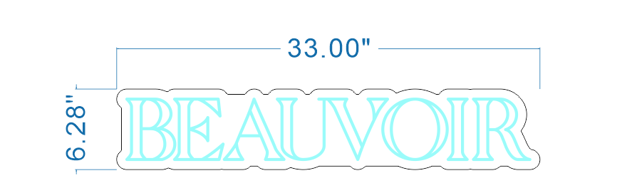 Beauvoir Blue Neon Sign