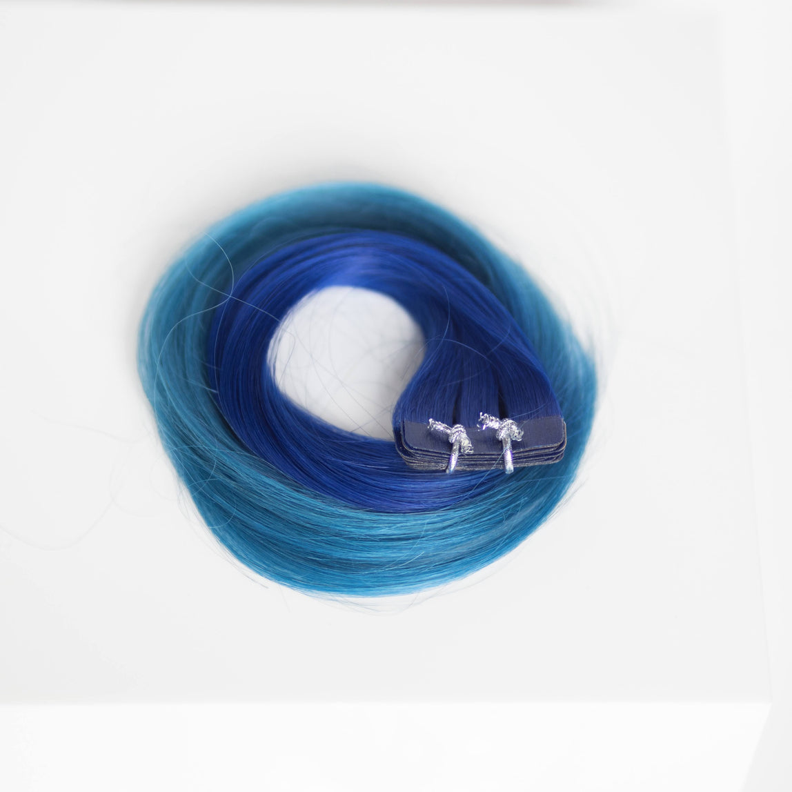 Tape-in 18” 25 grams (10 Pack) Professional Hair Extensions VIVIDS #54/26 Ombré Royal Blue (dark blue on top to light blue on bottom) By Garyn Santos