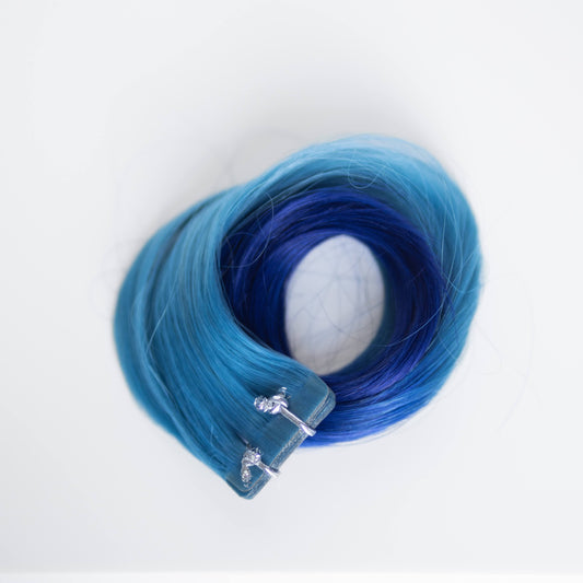 Tape-in 18” 25 grams (10 Pack) Professional Hair Extensions VIVIDS  #54/12 Ombré Teal (teal on top to dark blue) by Garyn Santos