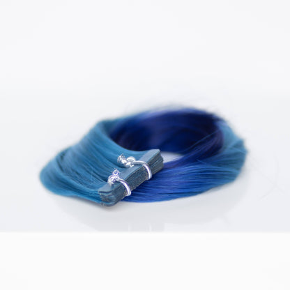 Tape-in 18” 25 grams (10 Pack) Professional Hair Extensions VIVIDS  #54/12 Ombré Teal (teal on top to dark blue) by Garyn Santos