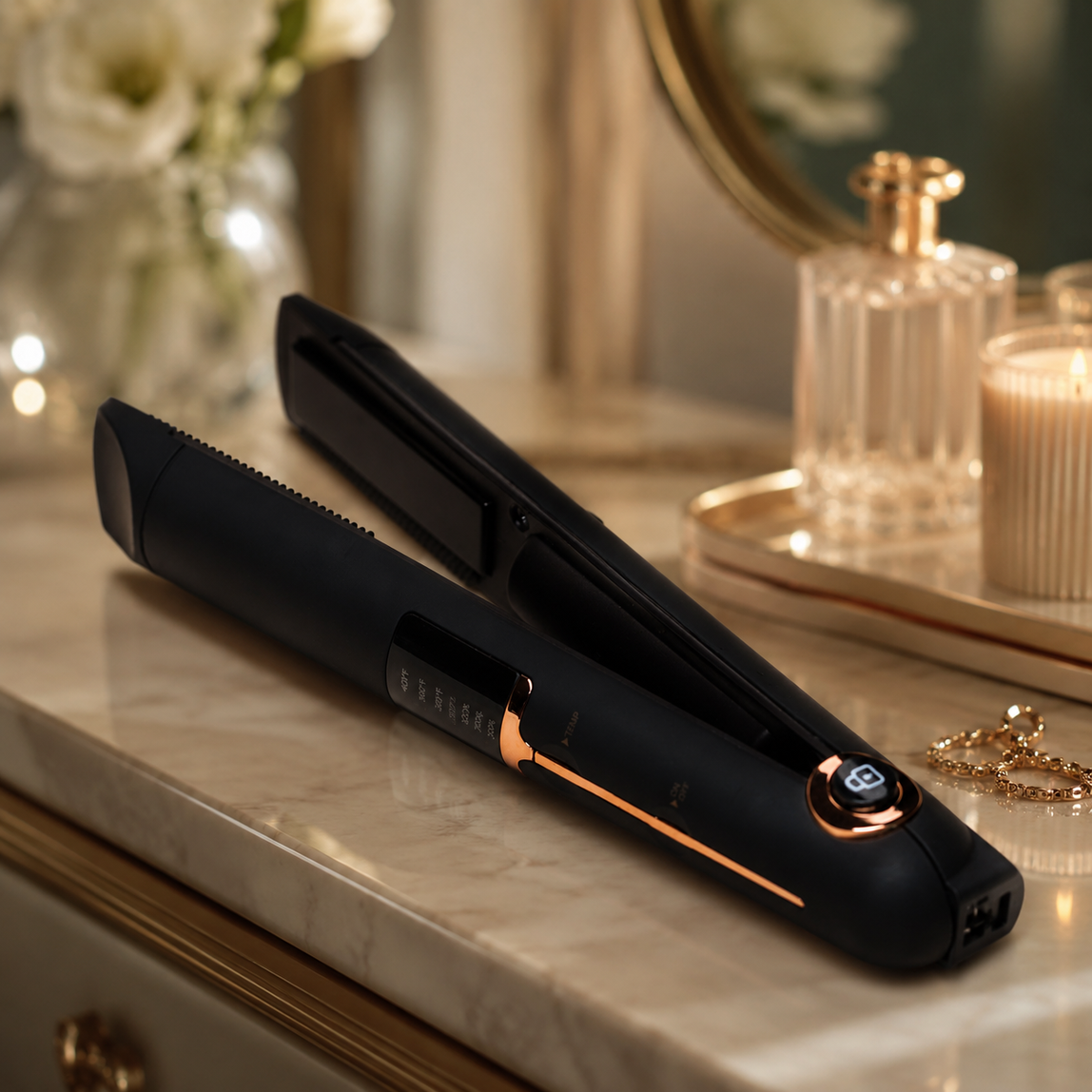 Black Wireless Phone Charging Flat Iron (Travel Size)