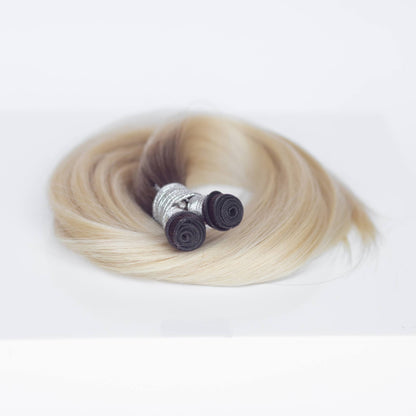 Genius (Micro) Weft 22" 88g Professional Hair Extensions - #T3/60 Cocoa Rooted Blonde (aka Rooted Walnut Brown/Ash Blonde)