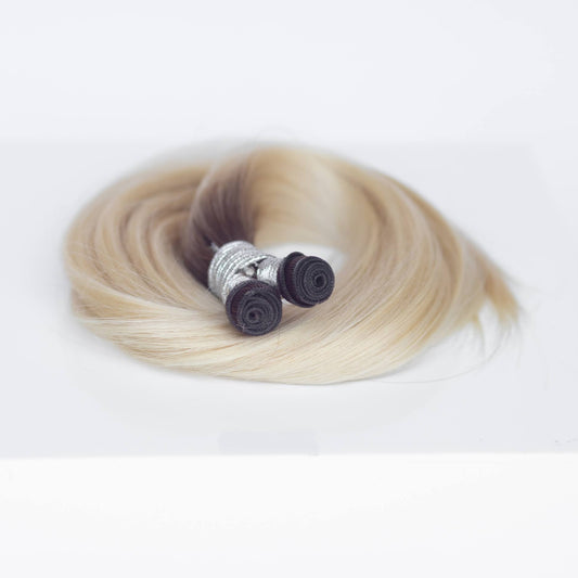 Genius (Micro) Weft 24" 94g Professional Hair Extensions - #T3/60 Rooted Walnut Brown/Ash Blonde