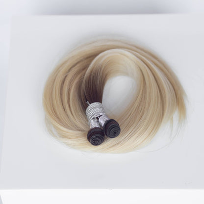 Genius (Micro) Weft 18" 68g Single Donor Virgin - #T3/60 Cocoa Rooted Blonde (aka Rooted Walnut Brown/Ash Blonde)