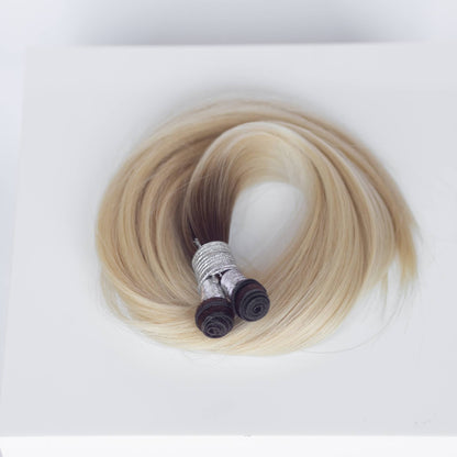 Genius (Micro) Weft 20" 80g Single Donor Virgin - #T3/60 Cocoa Rooted Blonde (aka Rooted Walnut Brown/Ash Blonde)