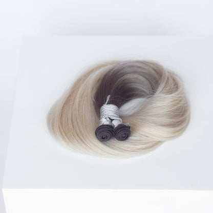 Genius (Micro) Weft 16" 60g Single Donor Virgin - #T1CC/80 Smokey Blonde (aka Cool Mochachino Brown/White Blonde)