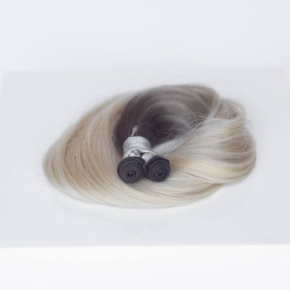 Genius (Micro) Weft 16" 60g Single Donor Virgin - #T1CC/80 Smokey Blonde (aka Cool Mochachino Brown/White Blonde)