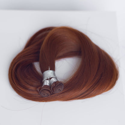 Genius (Micro) Weft 18" 68g Single Donor Virgin - #570 Sunset (aka Pumpkin Spice)