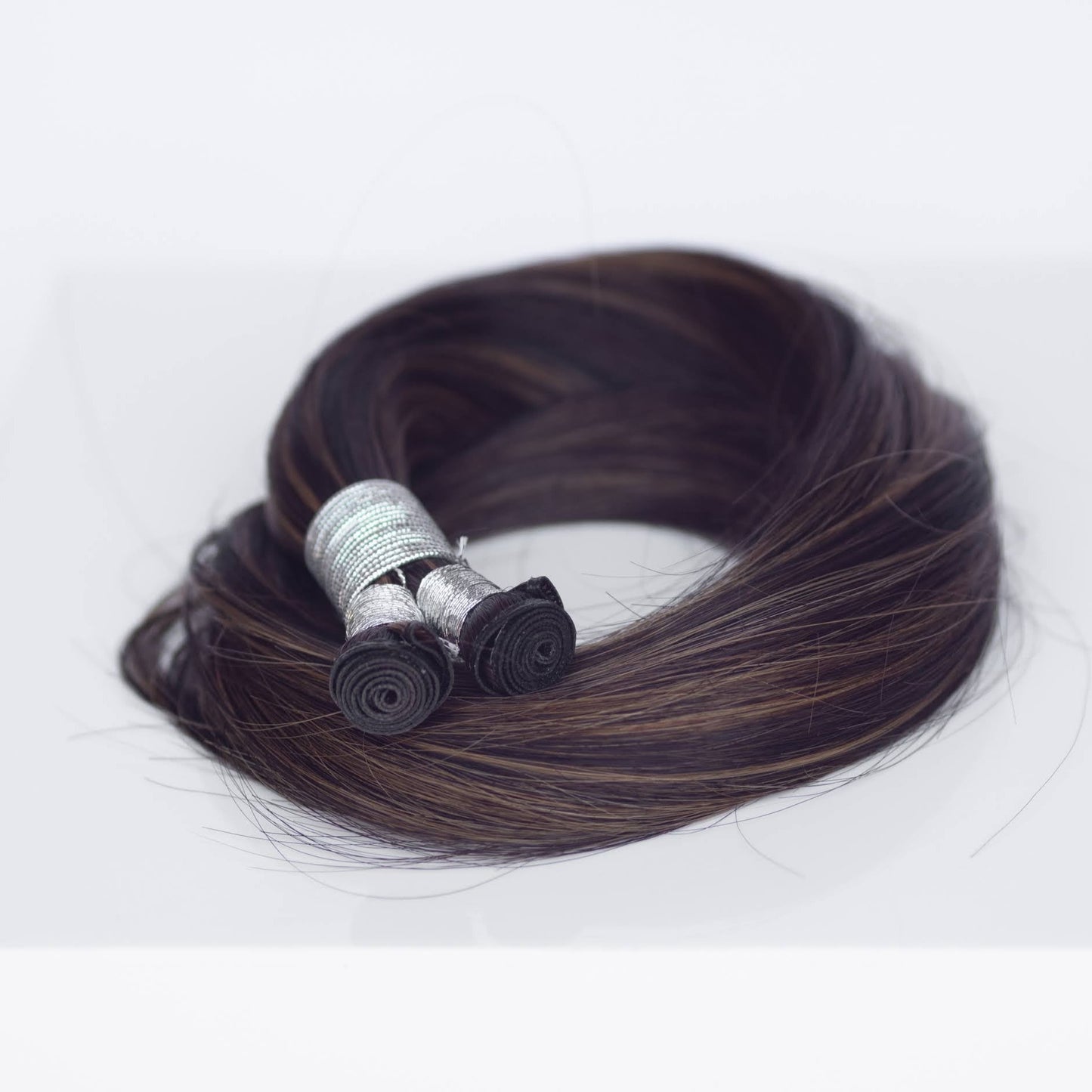 Genius (Micro) Weft 20" 80g Professional Hair Extensions - #1B/2/6 Dark Chocolate Caramel (aka Piano Key Chocolate Drip)