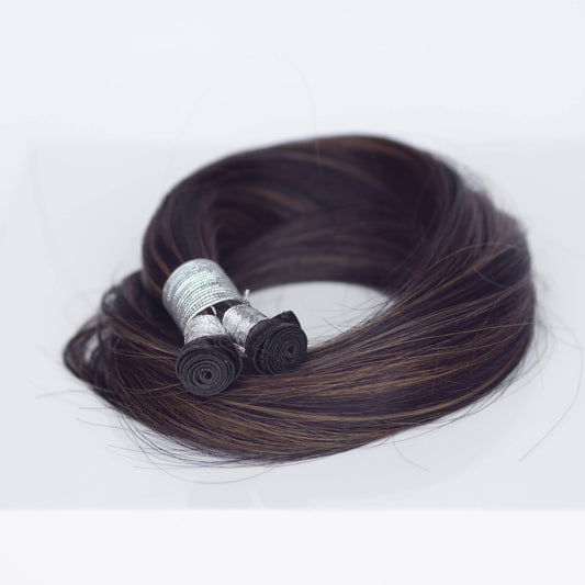 Genius (Micro) Weft 16" 60g Single Donor Virgin - #1B/2/6 Dark Chocolate Caramel (aka Piano Key Chocolate Drip)