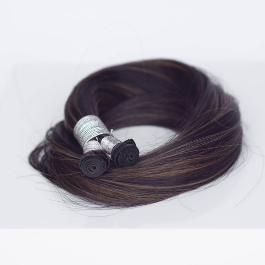 Genius (Micro) Weft 24" 94g Single Donor Virgin - #1B/2/6 Dark Chocolate Caramel (aka Piano Key Chocolate Drip)