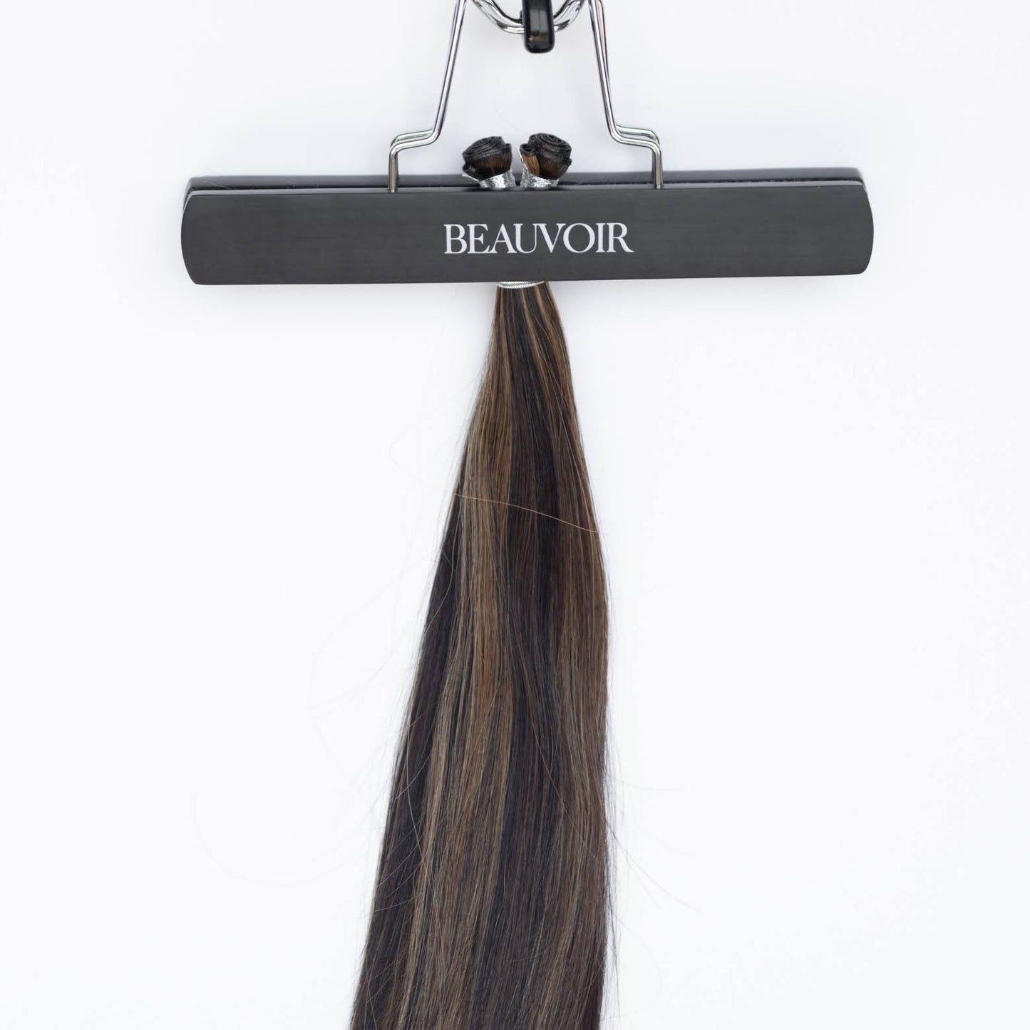 Genius (Micro) Weft 22" 88g Professional Hair Extensions - #1B/2/6 Dark Chocolate Caramel (aka Piano Key Chocolate Drip)