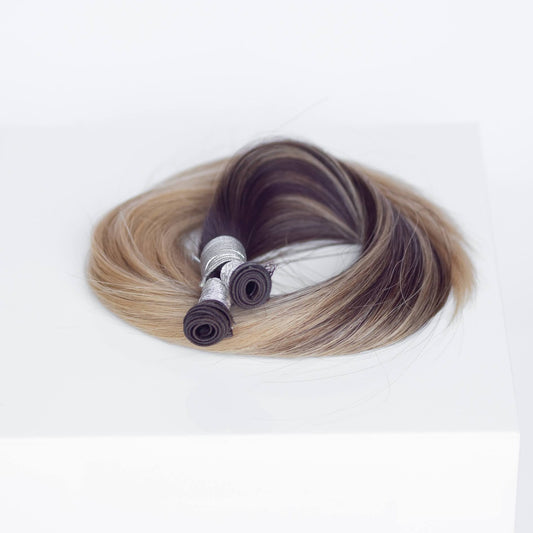 Genius (Micro) Weft 22" 88g Professional Hair Extensions - #2/18 Café Noir Balayage (aka Balayage Dark Brown/Dirty Blonde)