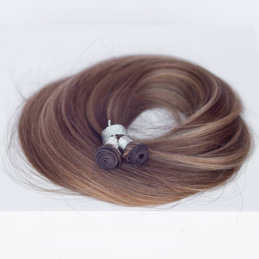 Genius (Micro) Weft 22" 88g Professional Hair Extensions - #4/27 Chocolate Brulé (aka Highlight Chocolate Brown)