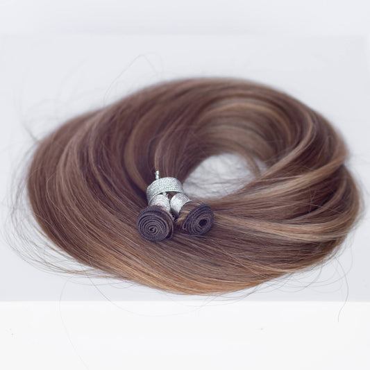 Genius (Micro) Weft 20" 80g Professional Hair Extensions - #4/27 Chocolate Brulé (aka Highlight Chocolate Brown)