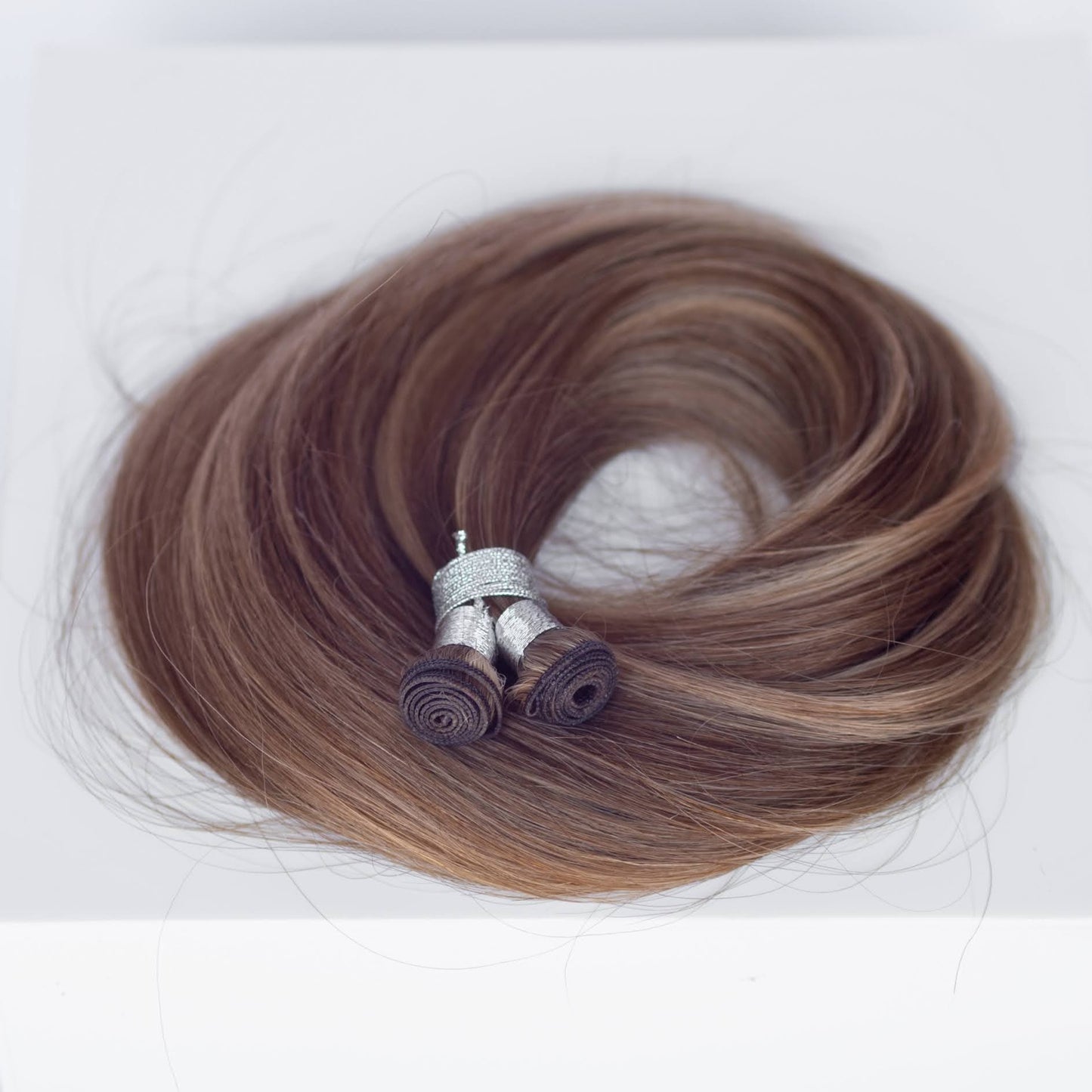 Genius (Micro) Weft 24" 94g Professional Hair Extensions - #4/27 Chocolate Brulé (aka Highlight Chocolate Brown)