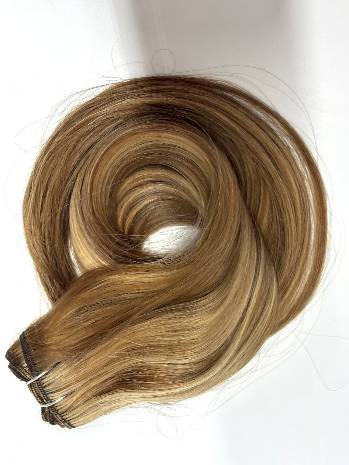 Machine-Tied Weft 28" 180g Pro Blend Hair Extensions - Warm Chocolate Highlight - FINAL SALE 40% OFF