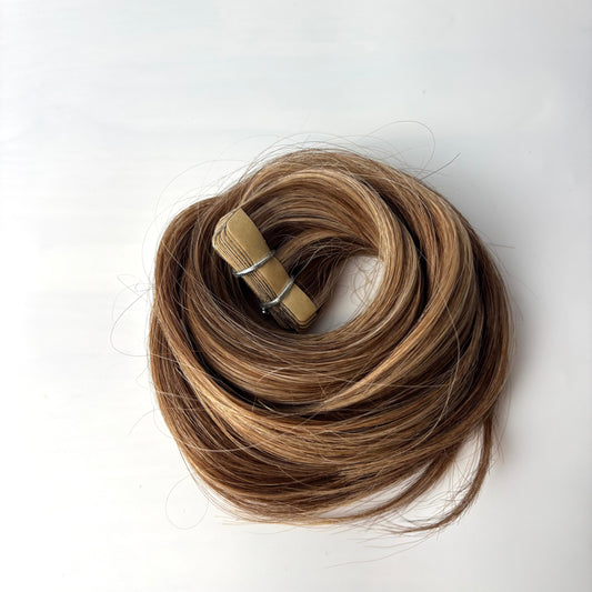 Tape-In 22" 50g Professional Hair Extensions - Chocolate Strawberry Highlight - SALE 40% OFF FINAL SALE