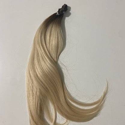 Genius (Micro) Weft 18" 68g Single Donor Virgin - #T3/60 Cocoa Rooted Blonde (aka Rooted Walnut Brown/Ash Blonde)