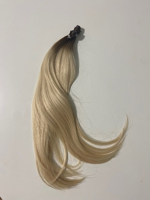 Machine-Tied Weft 28" 180g Professional Hair Extensions - #T3/60 Rooted Walnut Brown/Ash Blonde