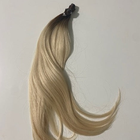 Genius (Micro) Weft 18" 68g Professional Hair Extensions - #T3/60 Rooted Walnut Brown/Ash Blonde