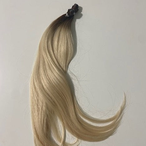 Genius (Micro) Weft 18" 68g Professional Hair Extensions - #T3/60 Cocoa Rooted Blonde (aka Rooted Walnut Brown/Ash Blonde)