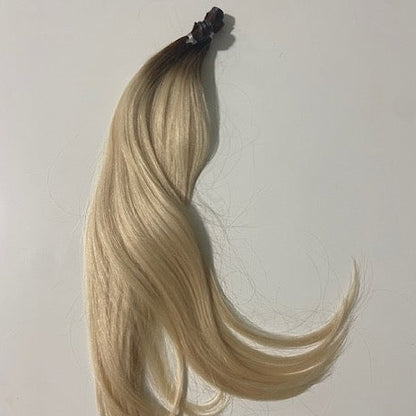 Genius (Micro) Weft 22" 88g Single Donor Virgin - #T3/60 Cocoa Rooted Blonde (aka Rooted Walnut Brown/Ash Blonde)