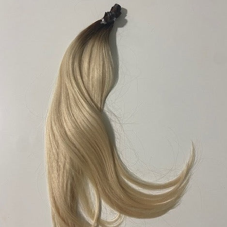 Genius (Micro) Weft 24" 94g Professional Hair Extensions - #T3/60 Rooted Walnut Brown/Ash Blonde