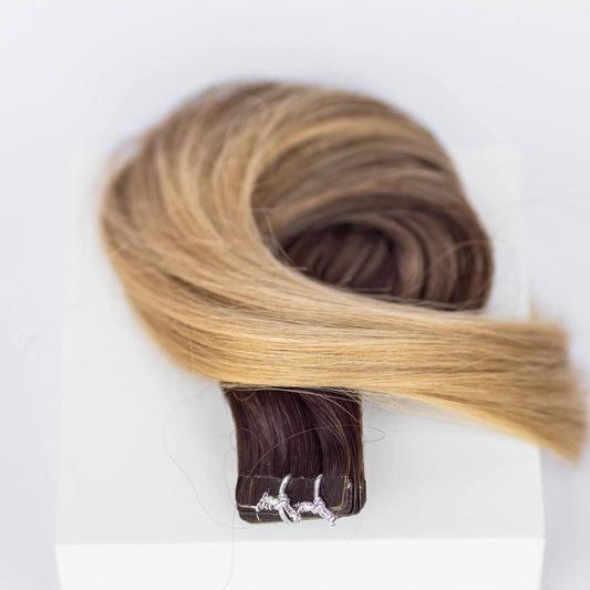 Tape-In 22" 50g Professional Hair Extensions - Balayage Dark Brown/Dirty Blonde #2/#18