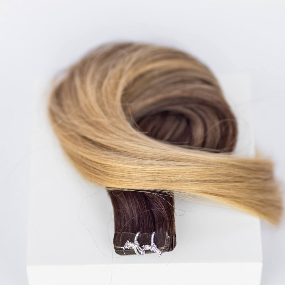 tape-in hair extensions #2/18 Café Noir Balayage 24" - Beauvoir hair