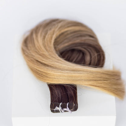 tape-in hair extensions #2/18 Café Noir Balayage 24" - Beauvoir hair